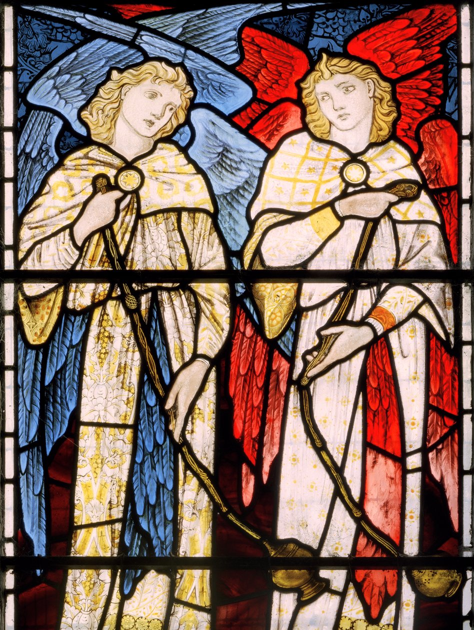 Censing Angels, 1869 (farget glass) av Edward Burne Jones