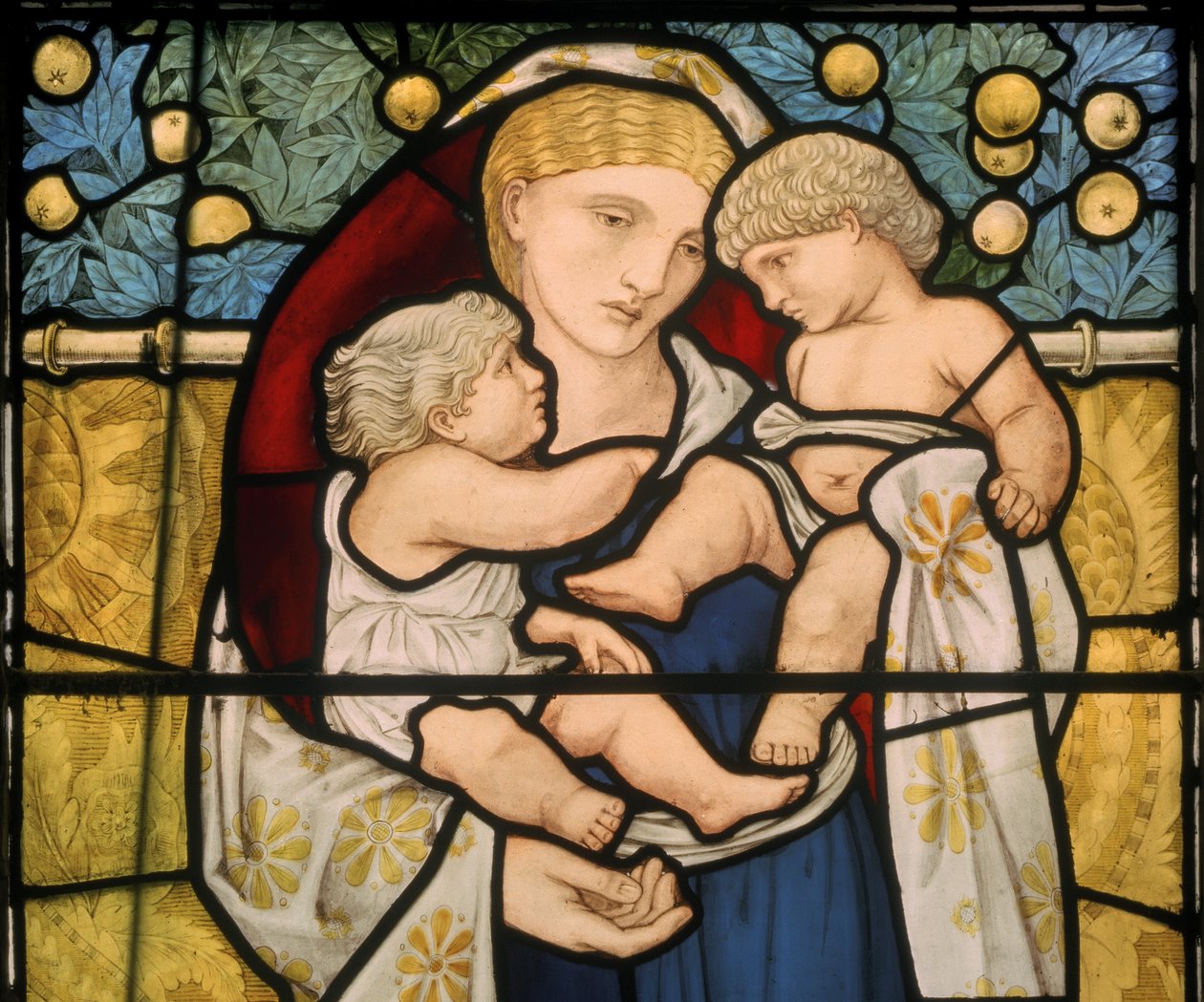 Charity, designet 1868 (farget glass) av Edward Burne Jones