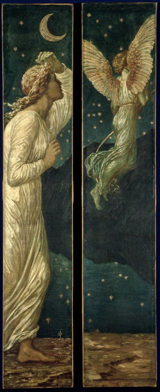 Cupid and Psyche - Palace Green veggmalerier - Cupid Flying away from Psyche, 1881 av Edward Burne Jones