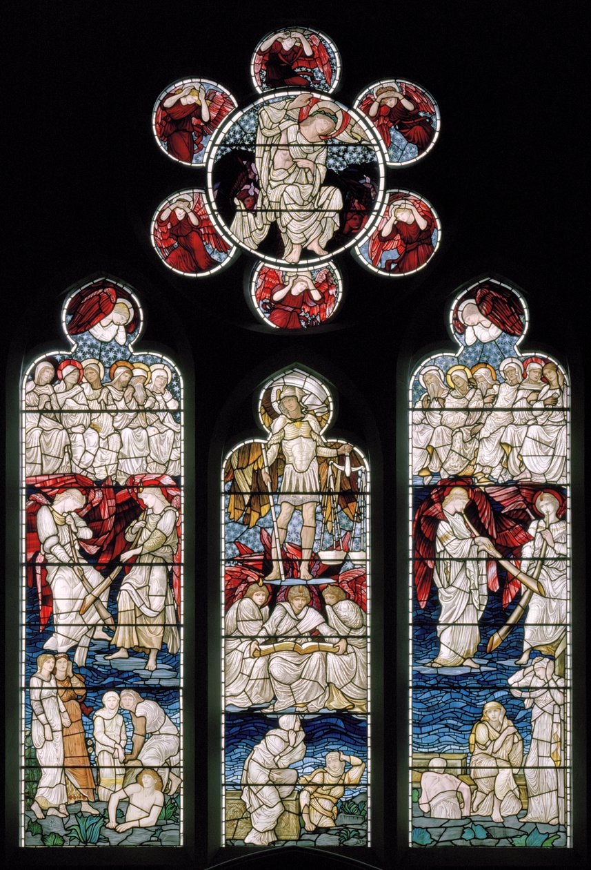 Easthampstead, St Michael & St Mary Magdalen, Morris & Co., Edward Burne-Jones, The Last Judgement, St Michael, 1876 av Edward Burne Jones