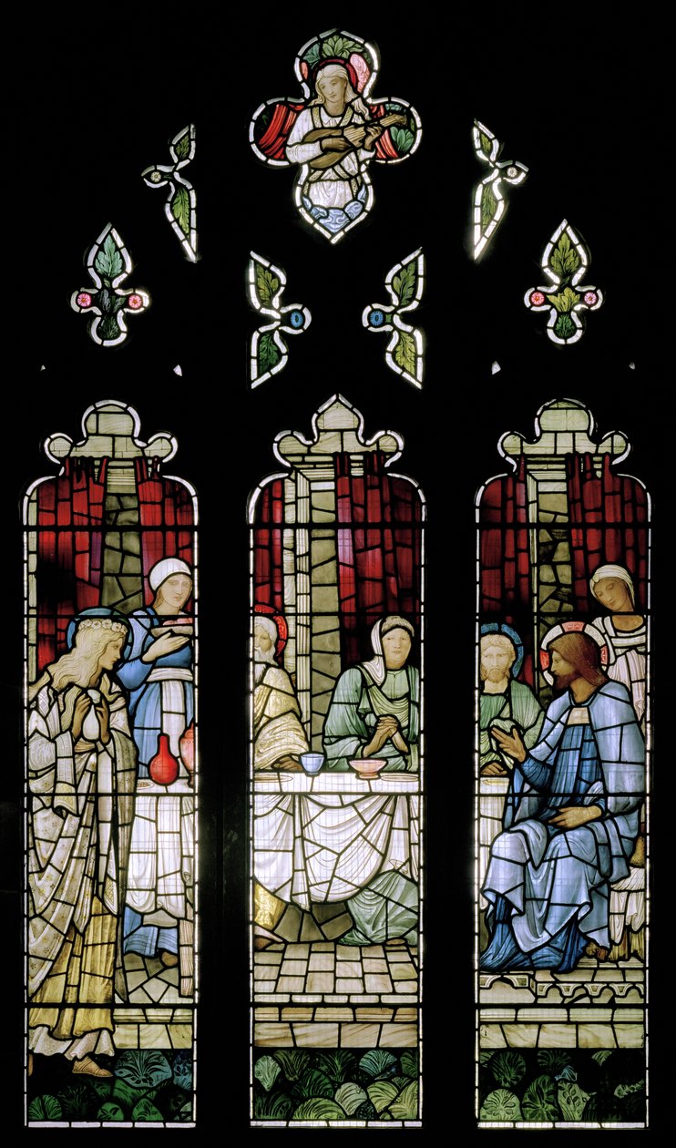 Fest i huset til Simon, 1885 (farget glass) av Edward Burne Jones