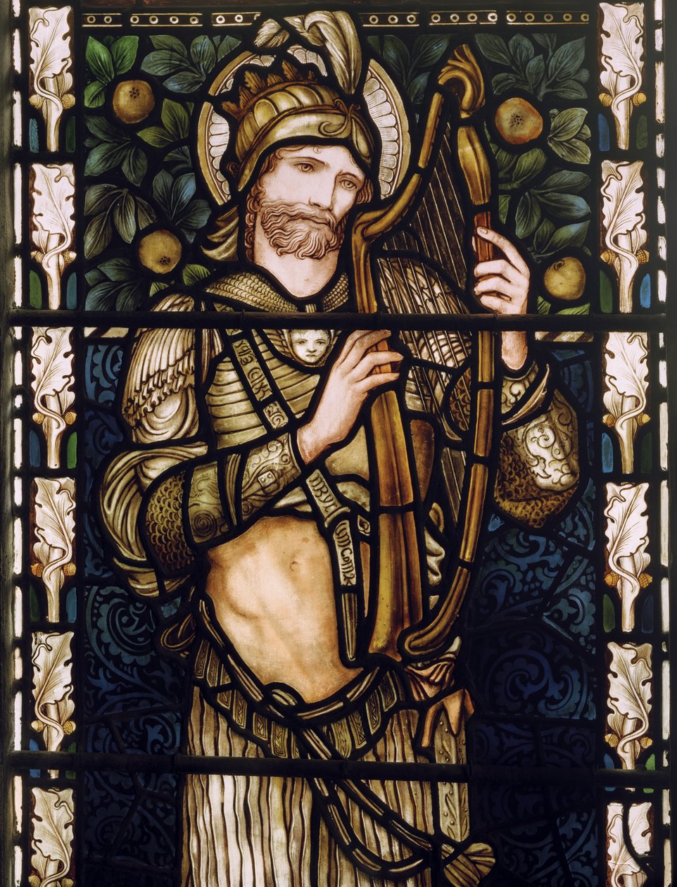 King David Harping, 1876 (farget glass) av Edward Burne Jones