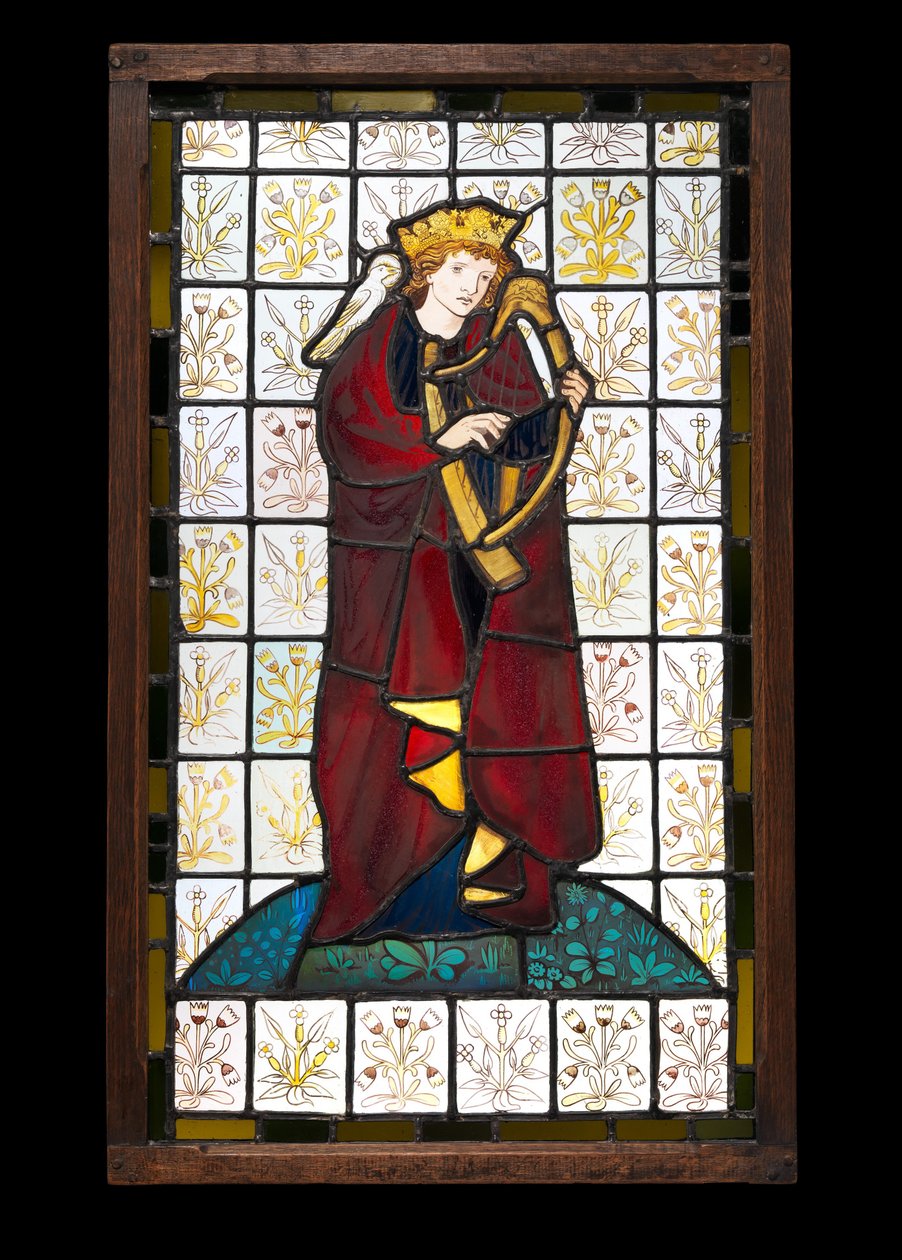 King David the Poet, 1863 (farget glass) av Edward Burne Jones