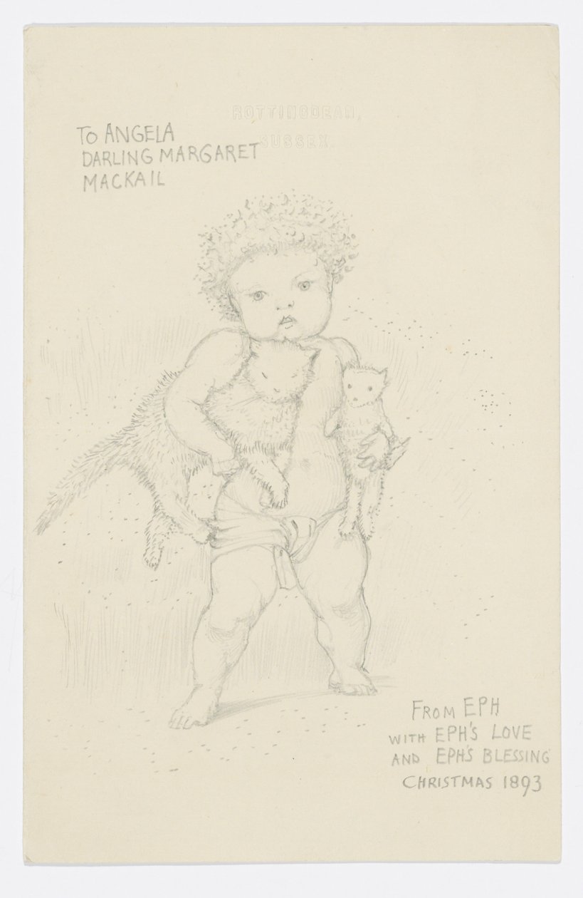 Brev til kunstnerens barnebarn Angela Thirkell (blyant på papir) av Edward Burne Jones