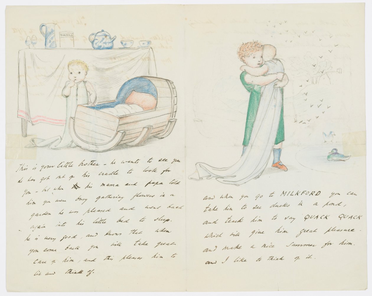 Brev til kunstnerens barnebarn Angela Thirkell (blyant på papir) av Edward Burne Jones