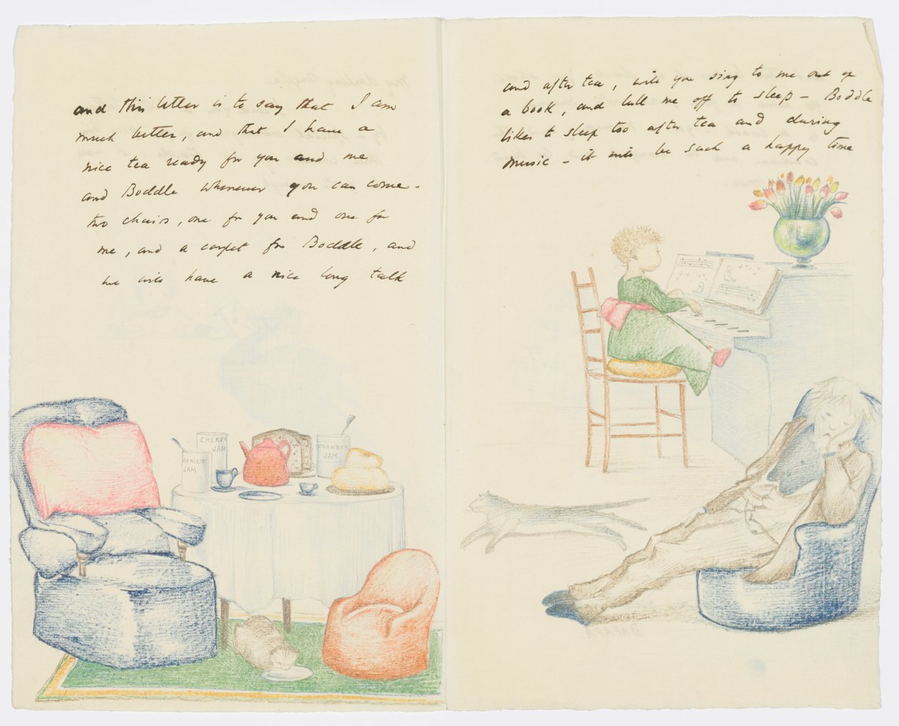 Brev til kunstnerens barnebarn Angela Thirkell (blyant på papir) av Edward Burne Jones