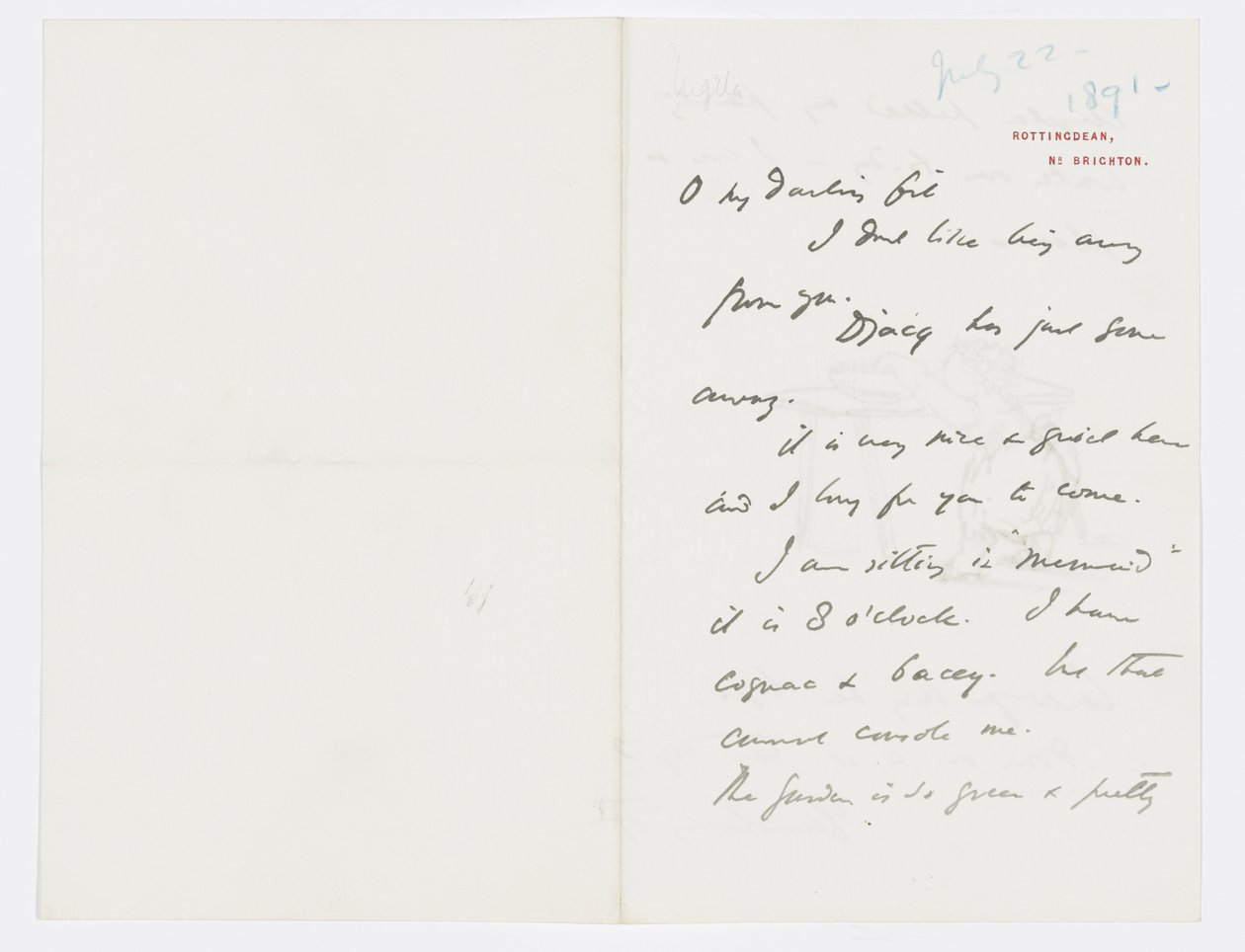 Brev til kunstnerens barnebarn Angela Thirkell (blyant på papir) av Edward Burne Jones