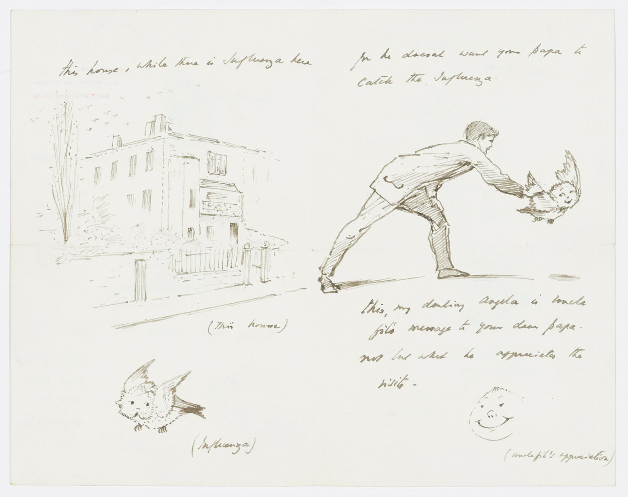 Brev til kunstnerens barnebarn Angela Thirkell (blyant på papir) av Edward Burne Jones