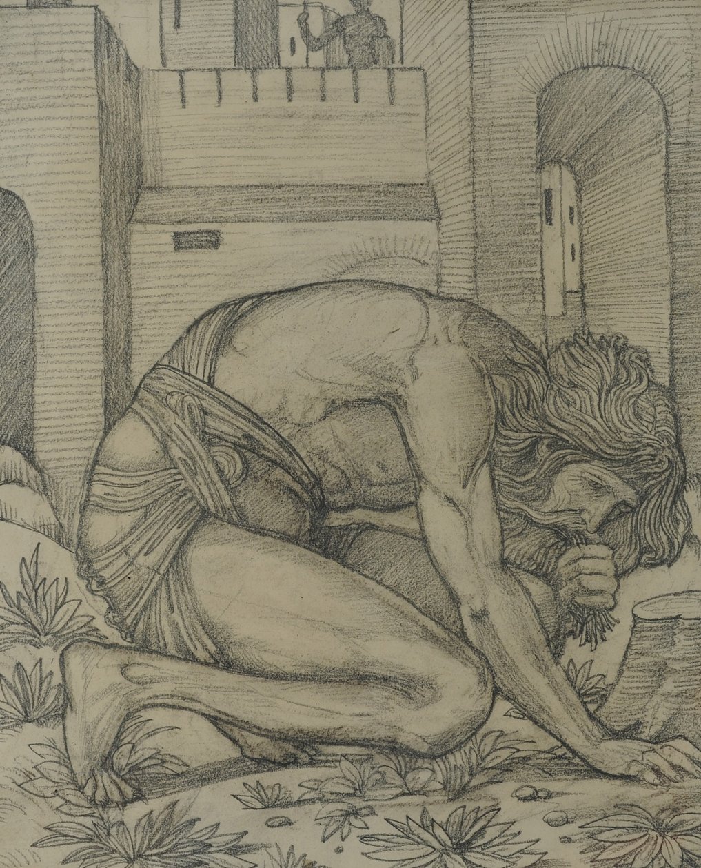 Nebuchadnezzar Eating Grass, 1878 (kritt på papir) av Edward Burne Jones
