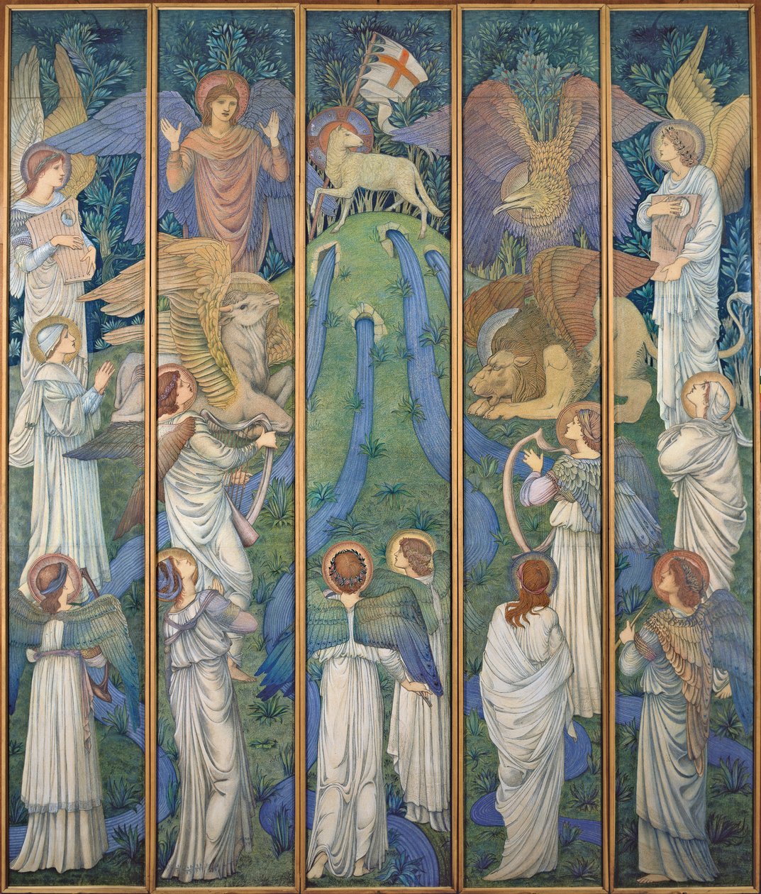 Paradis, med tilbedelsen av det hellige lam, ca. 1875-80 av Edward Burne Jones