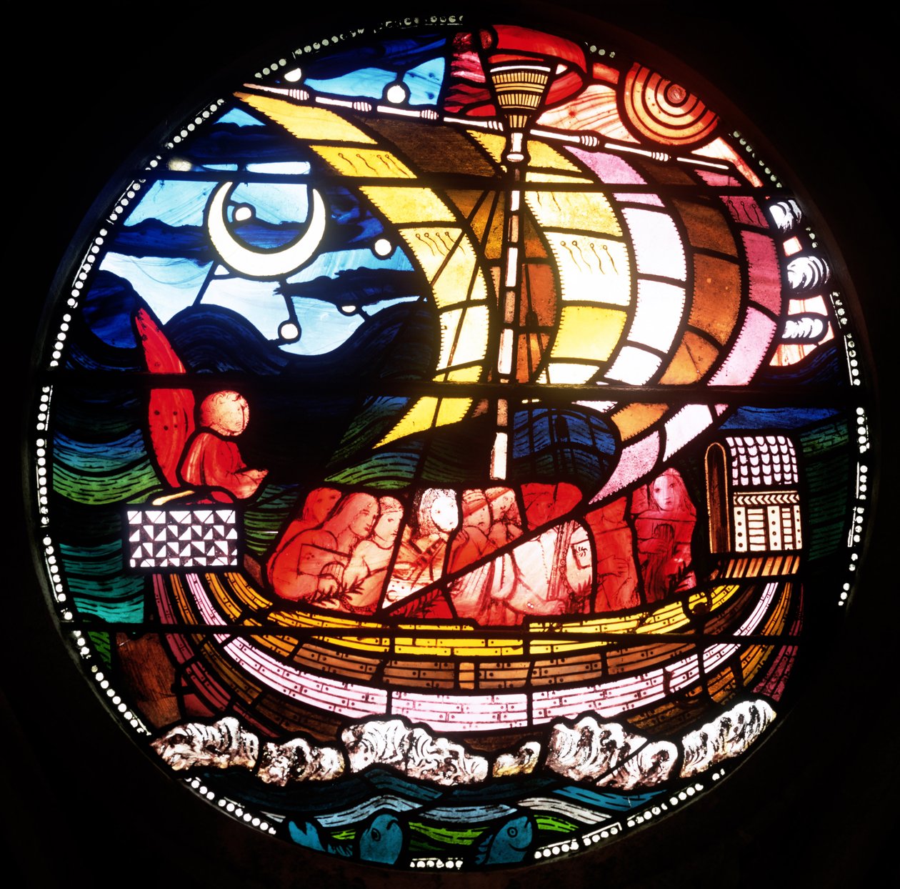 Ship of Souls, sannsynligvis 1859 farget glass detalj av 120181 av Edward Burne Jones