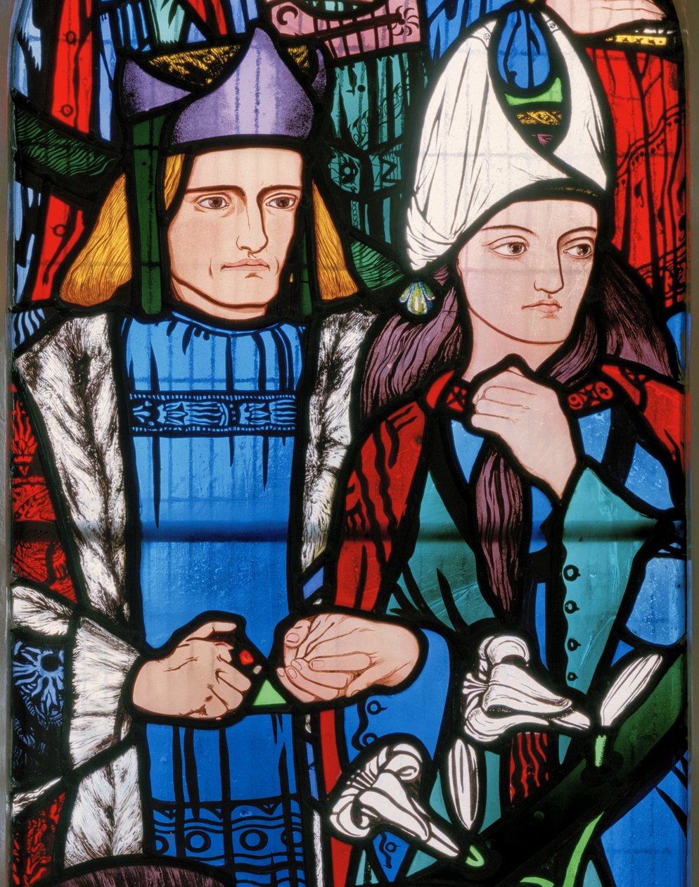 Salomo og dronningen av Saba, 1857 (farget glass) av Edward Burne Jones