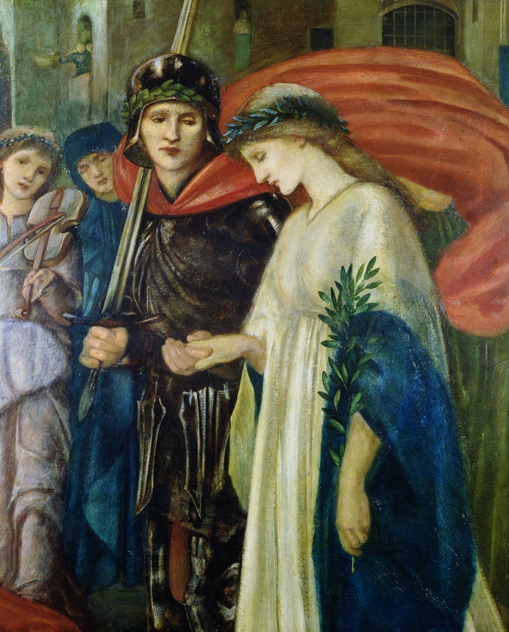 St. George and the Dragon: nr. 7 The Return, detalj om St. George and the Princess av Edward Burne Jones