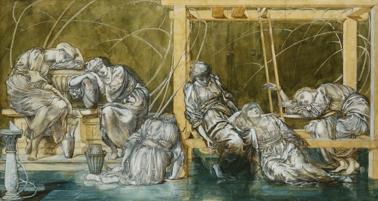 Studie for "The Garden Court", av Edward Burne Jones