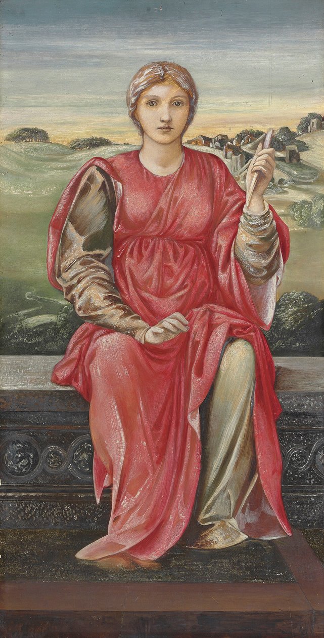 Studie for "The Hours" (blandet media på gessoed panel) av Edward Burne Jones