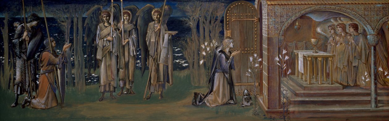 Studie for billedvev "The Attainment of the Holy Grail", ca.1894 av Edward Burne Jones