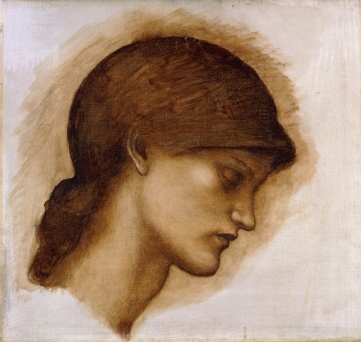 Studie av en dames hode, av Edward Burne Jones