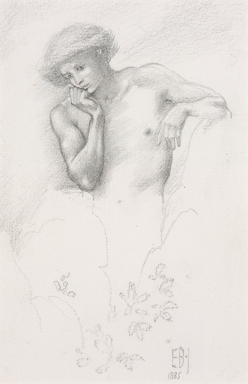 Studie av en bakkefe for "Arthur in Avalon", 1885 av Edward Burne Jones