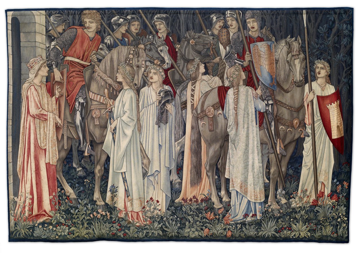 The Arming and Departure of the Knights, billedvev designet av kunstneren og vevd av Morris & Co., 1895-96 av Edward Burne Jones