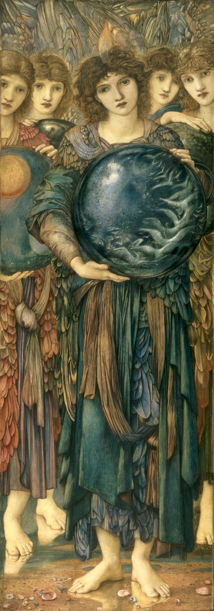 The Days of Creation: The Fifth Day, 1870-76 (wc, gouache, skallgull og platinamaling på lindekket panel) av Edward Burne Jones