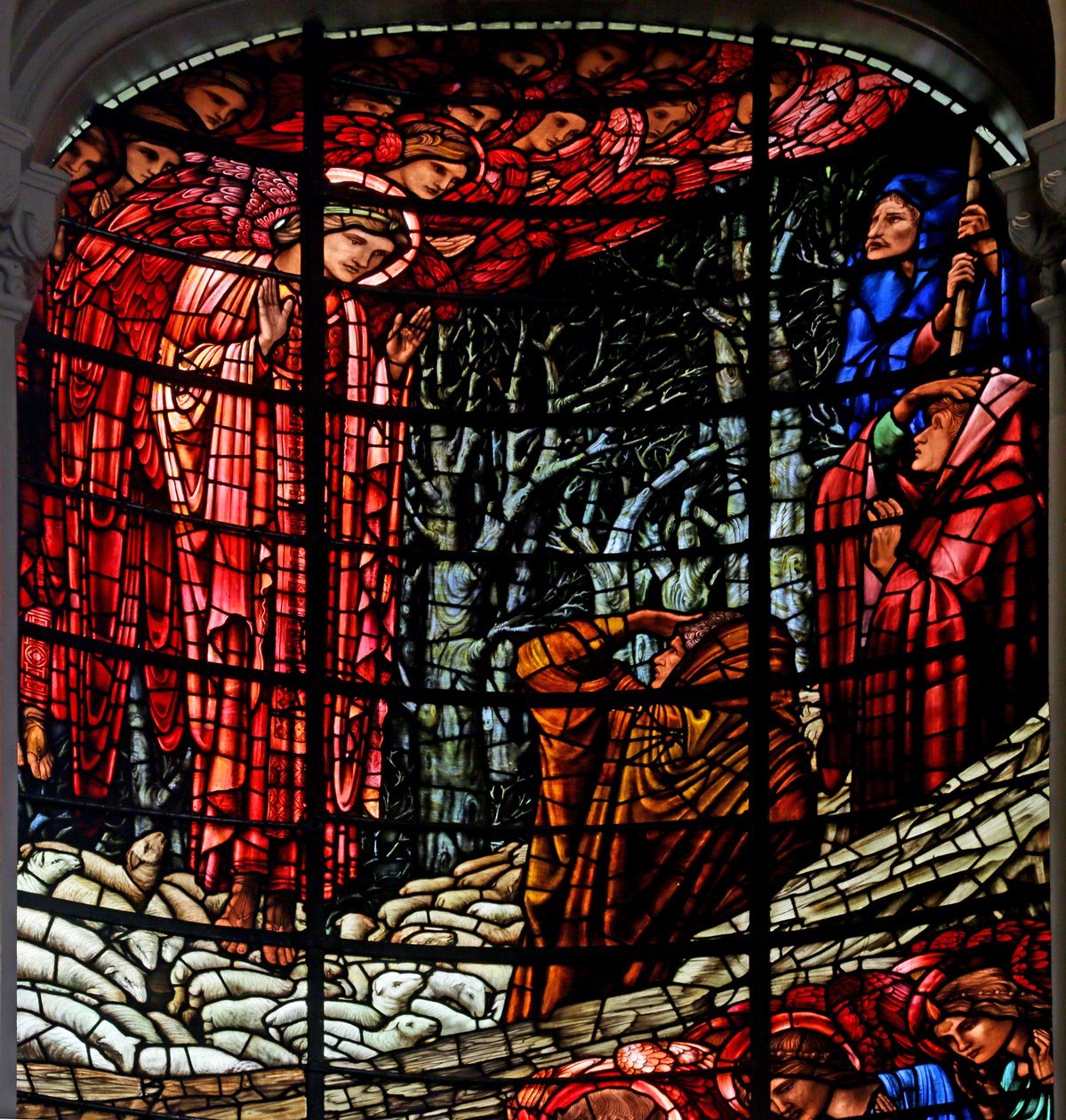 Fødselen og bebudelsen til hyrdene, 1885-1897 (farget glass) av Edward Burne Jones