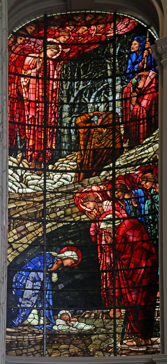 Fødselen og bebudelsen til hyrdene, 1885-1897 (farget glass) av Edward Burne Jones