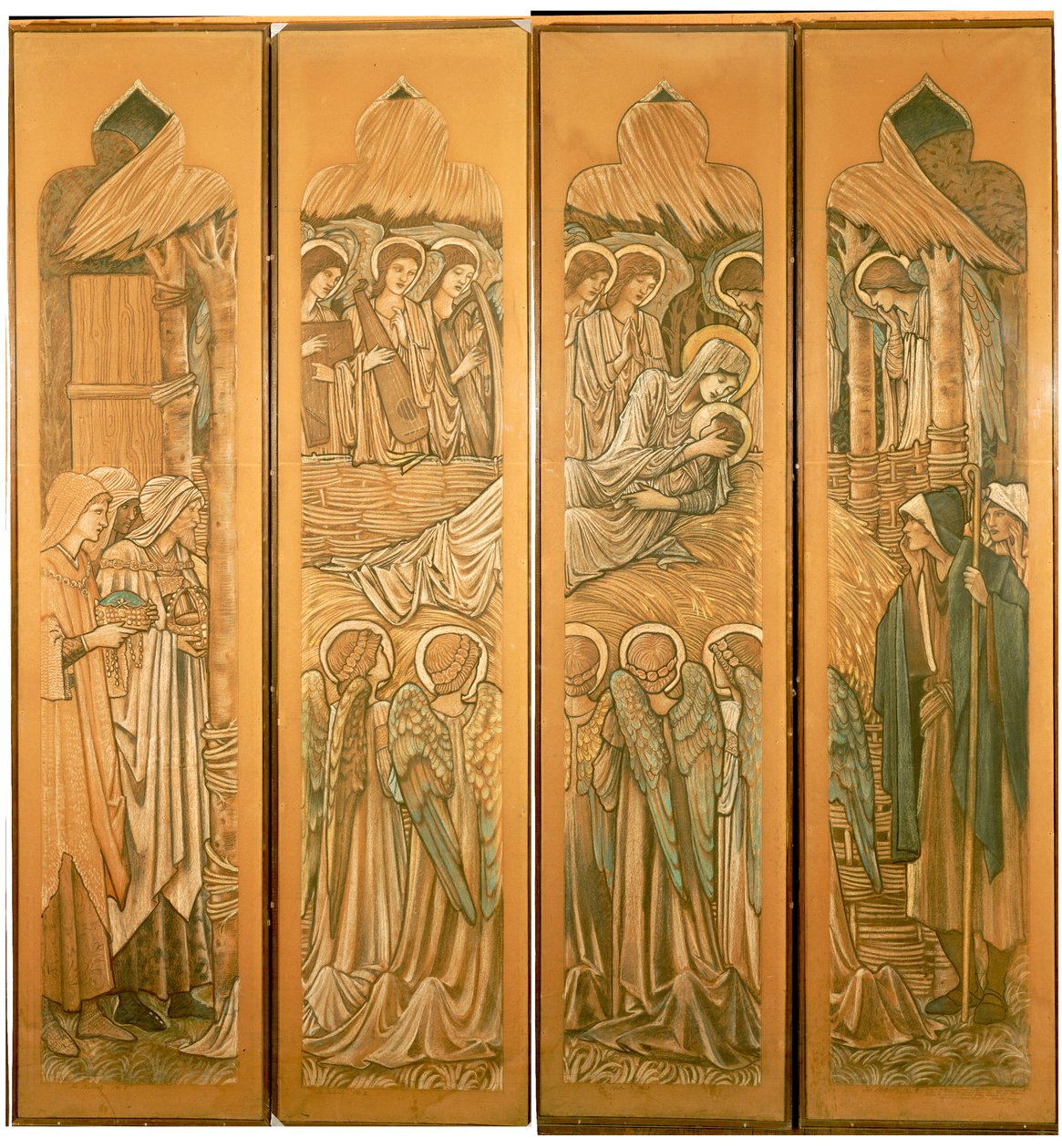 The Nativity, tegneserier for glassmaleriet på St. Deiniol, Hawarden, 1897 av Edward Burne Jones