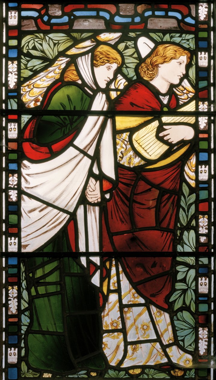 Det nye Jerusalem, detalj, 1862-3 (farget glass) av Edward Burne Jones