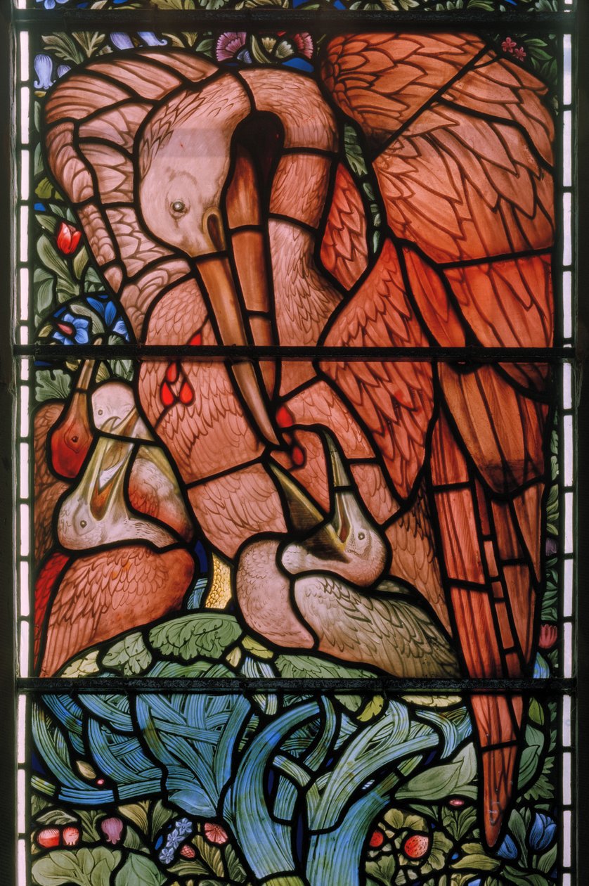 The Pelican In Her Piety, East Window, 1880 (farget glass) av Edward Burne Jones