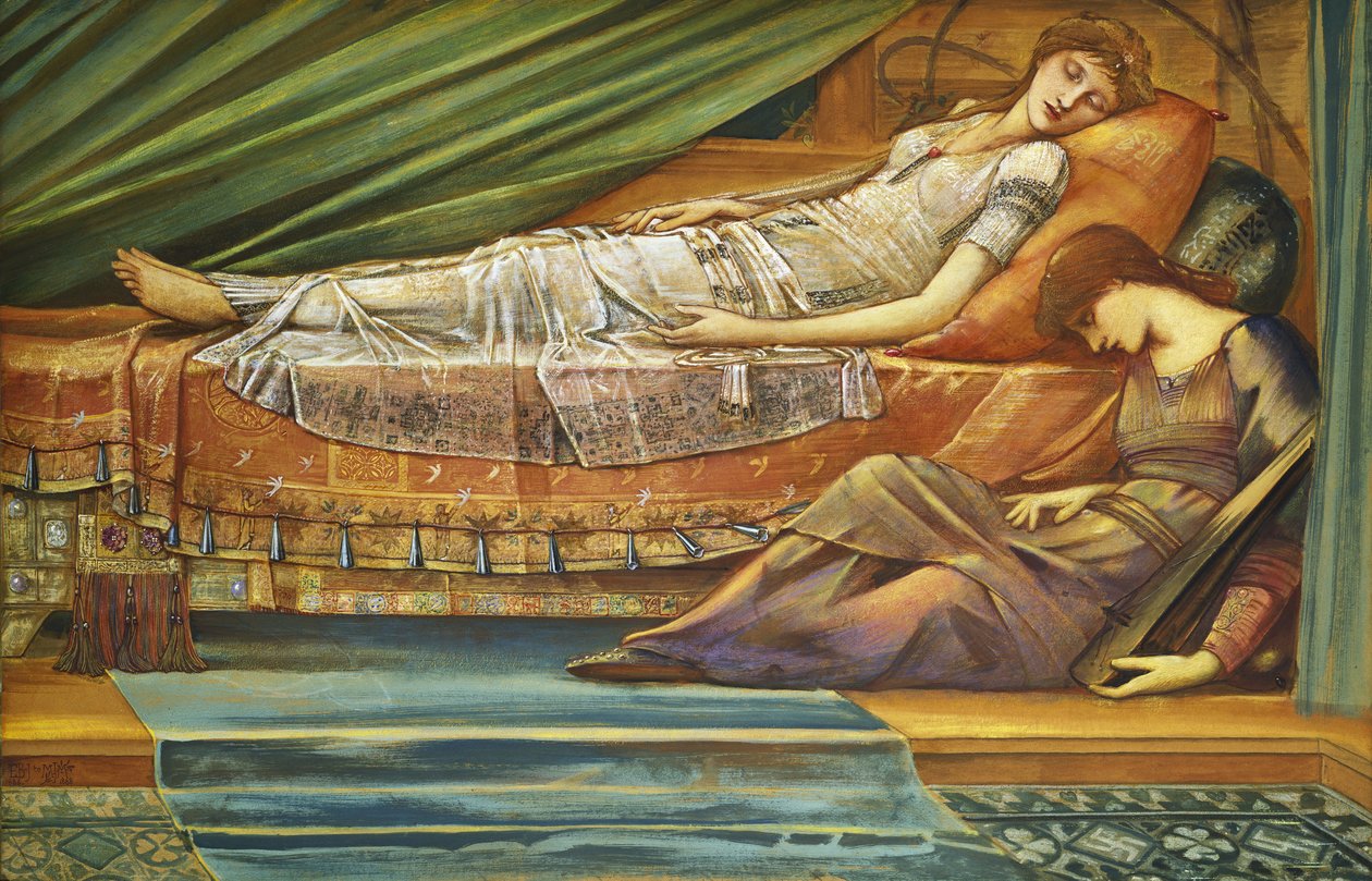 Den sovende prinsesse, ca. 1886-88 av Edward Burne Jones