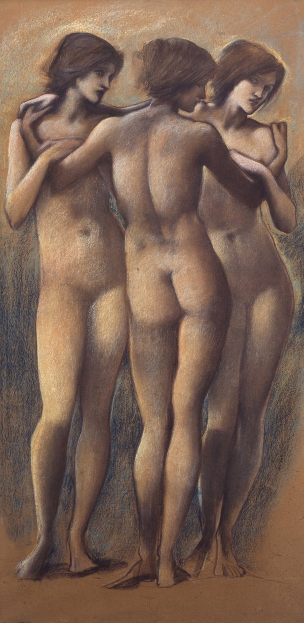 The Three Graces, ca. 1885 (kritt på papir) av Edward Burne Jones