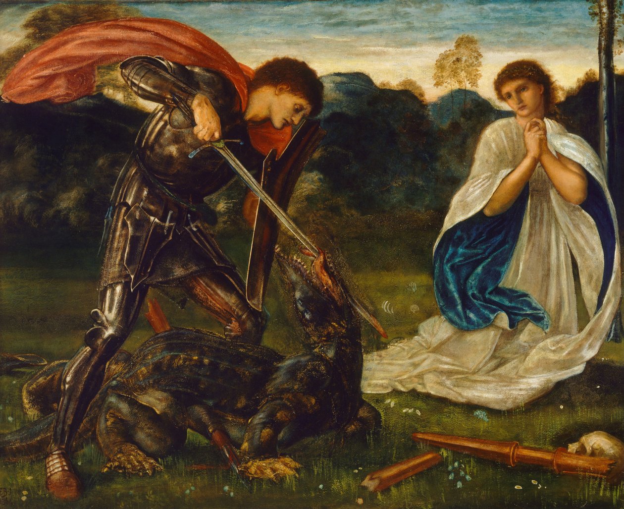 Kampen: St. George drepte dragen VI, 1866 av Edward Burne Jones