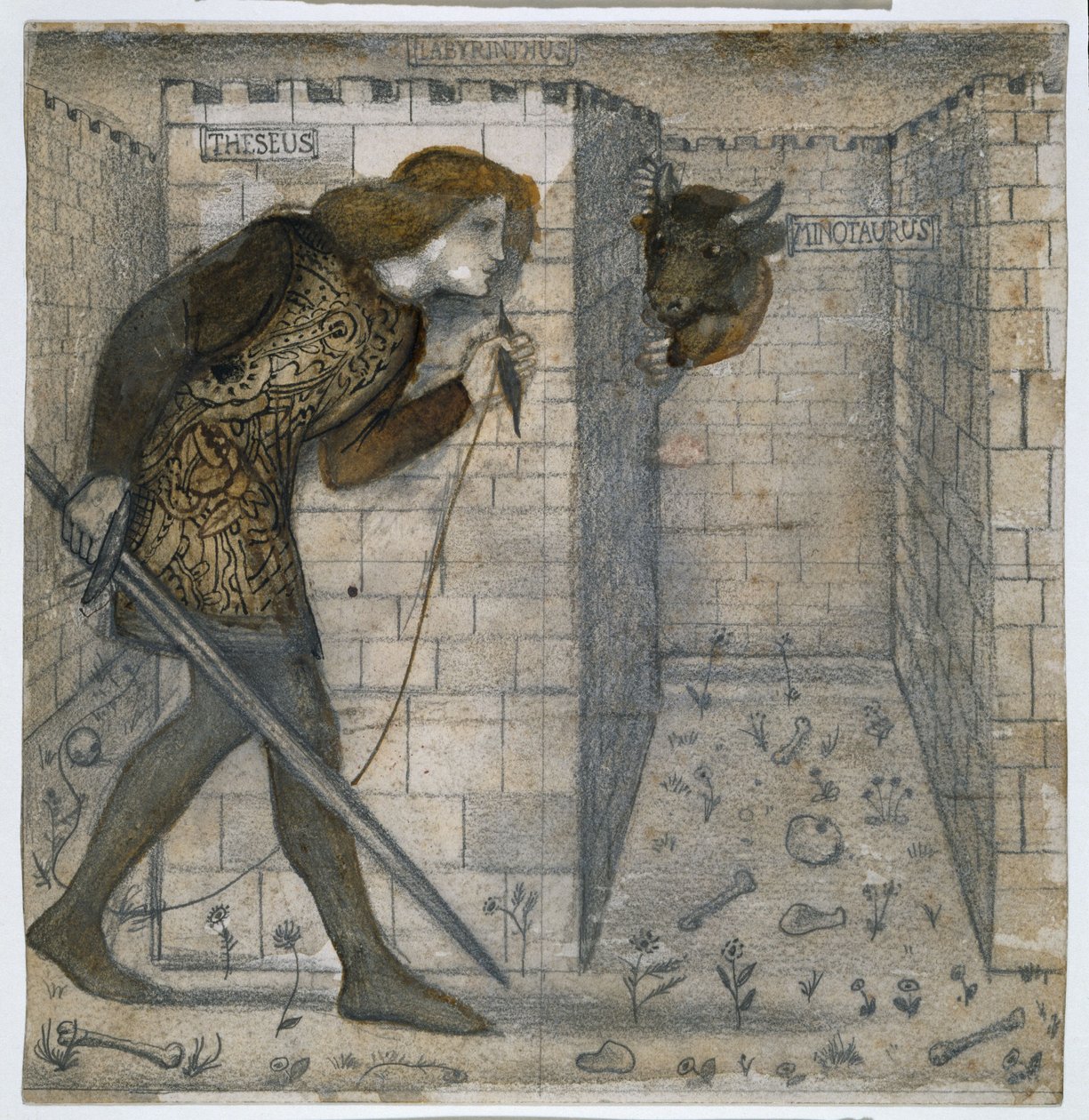 Theseus og Minotauren i labyrinten av Edward Burne Jones