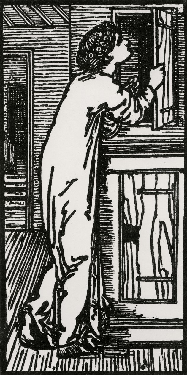 Psyche ser inn i skapet, 1866 av Edward Coley after Burne Jones