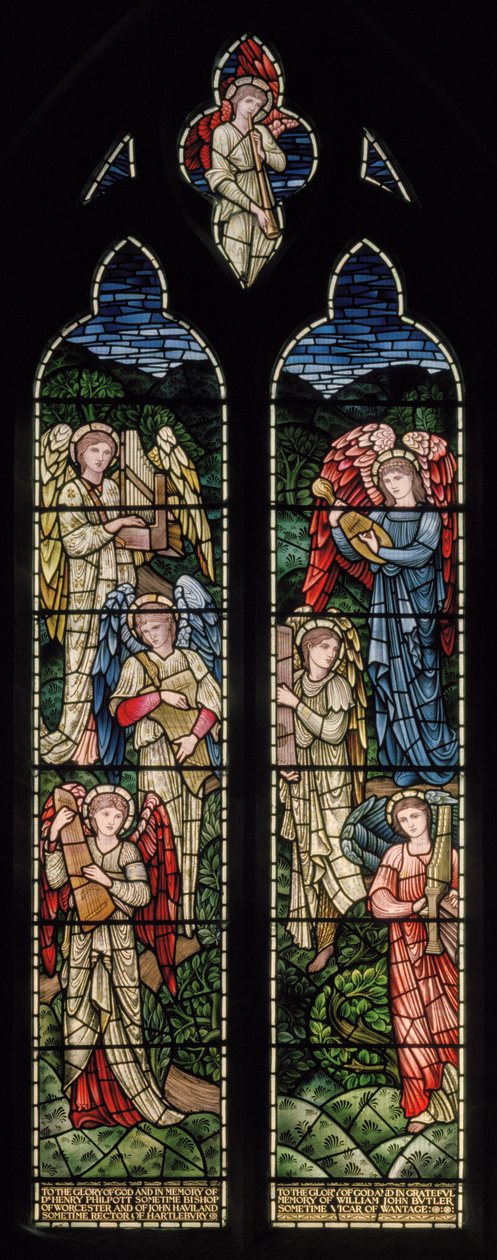 Wilden, All Saints, Morris & Co., Edward Burne-Jones, John Henry Dearle (1859-1932), Angels Of Paradise, Angel Musicians, 1902-1914, Louisa, Alfred, The Baldwins, statsminister, metodist, Worcesters av Edward Coley and Dearle Burne-Jones