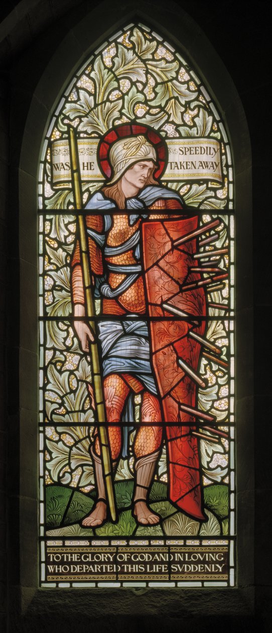 Wilden, All Saints, Morris & Co., Edward Burne-Jones, John Henry Dearle (1859-1932), Fortitude, 1902-1914, Louisa, Alfred, The Baldwins, statsminister, metodist, Worcestershire, Arts & Crafts, Rudya av Edward Coley and Dearle Burne-Jones