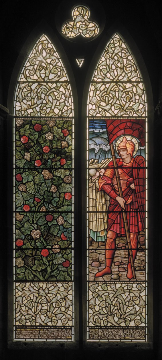 Wilden, All Saints, Morris & Co., Edward Burne-Jones, John Henry Dearle (1859-1932), Foliage & Joshua, 1902-1914, Louisa, Alfred, The Baldwins, statsminister, metodist, Worcestershire, Arts & Crafts av Edward Coley and Dearle Burne-Jones