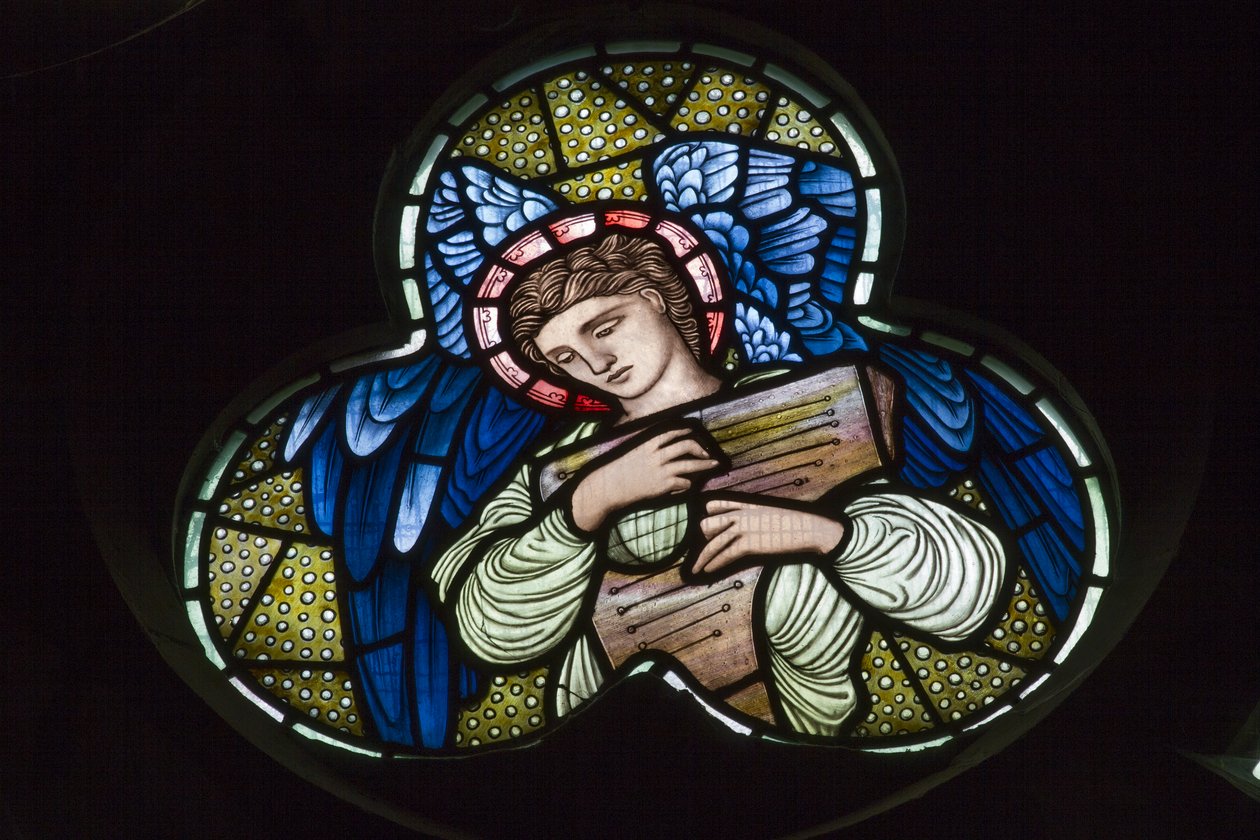 Wilden, All Saints, Morris & Co., Edward Burne-Jones, John Henry Dearle (1859-1932), Angels with Dulcimer, Angel Musicians av Edward Coley and Dearle John Henry  Burne Jones