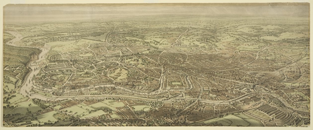 Fugleperspektiv av Bristol av Edward Colston Lavars