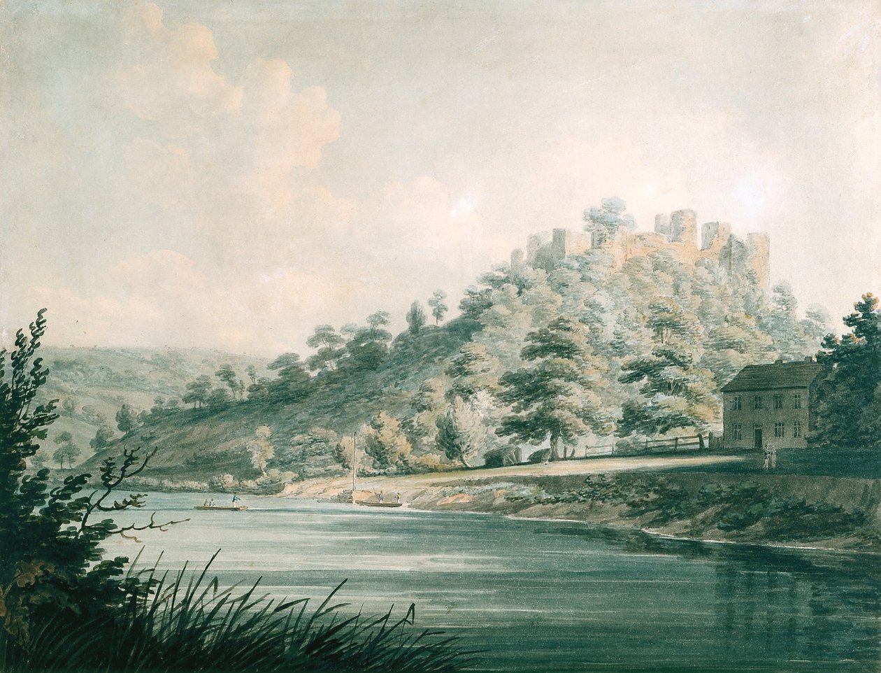 Goodrich Castle On The River Wye (akvarell over blyant på hvitt vevd papir) av Edward Dayes