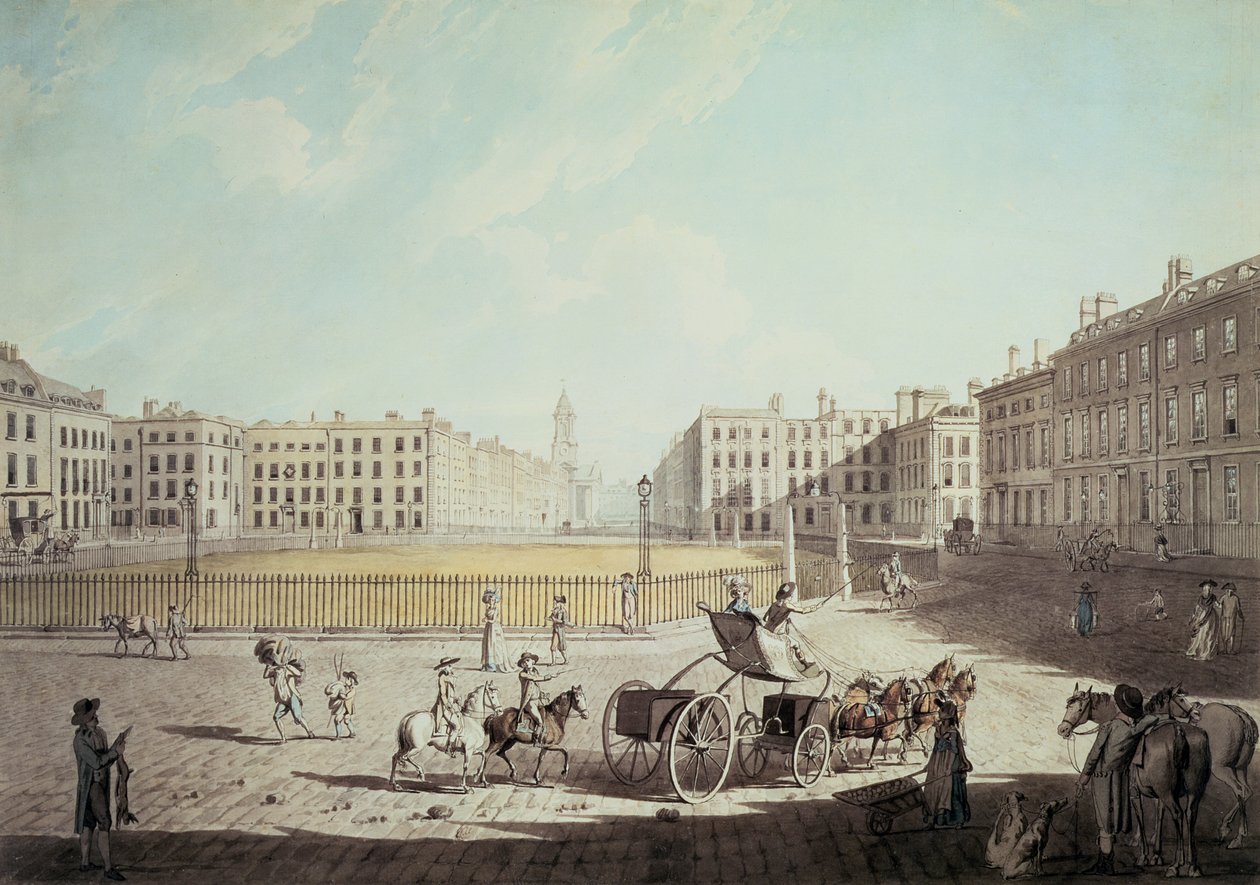 Hanover Square (akvarell på papir) (se også 95224) av Edward Dayes