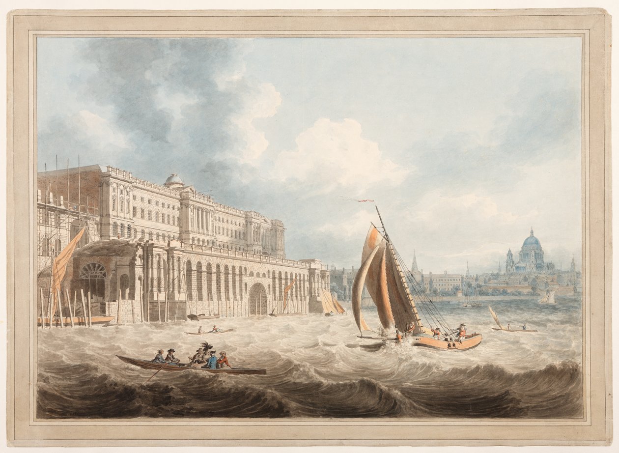 Somerset House fra Themsen av Edward Dayes