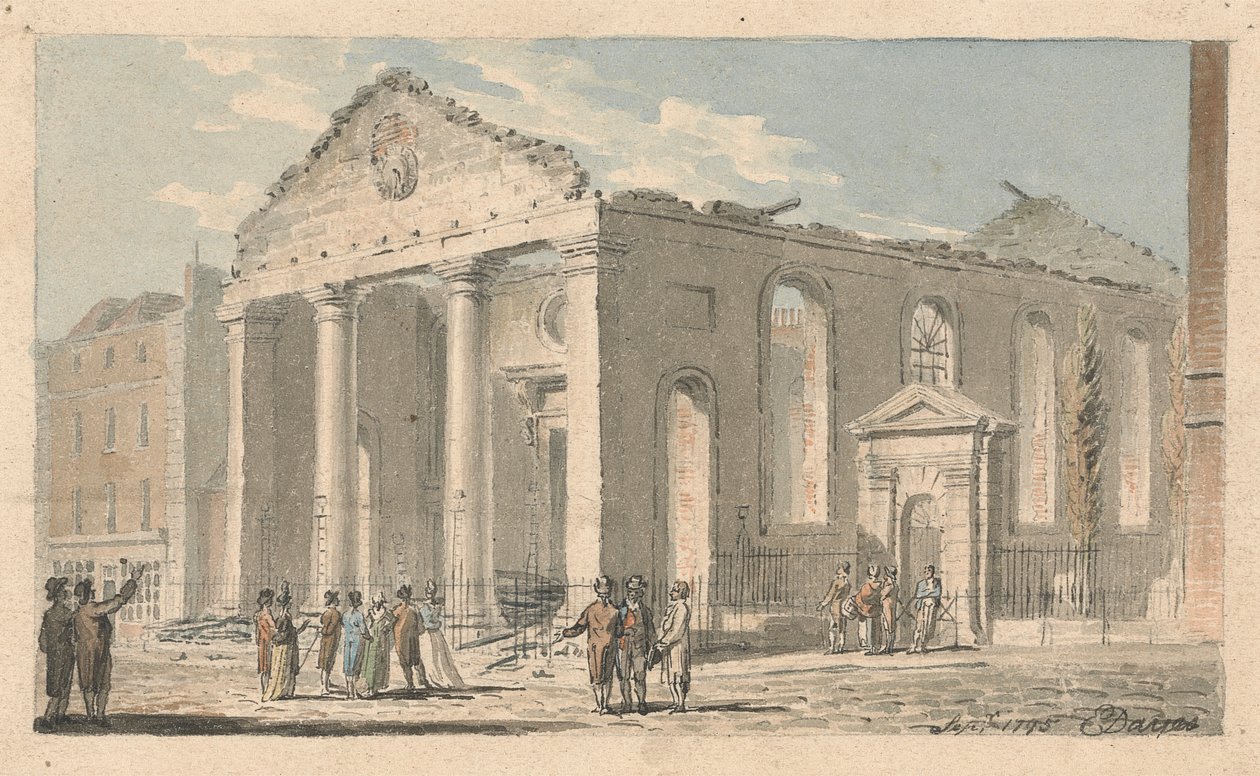 St. Paul's Church, Covent Garden, etter brannen av Edward Dayes