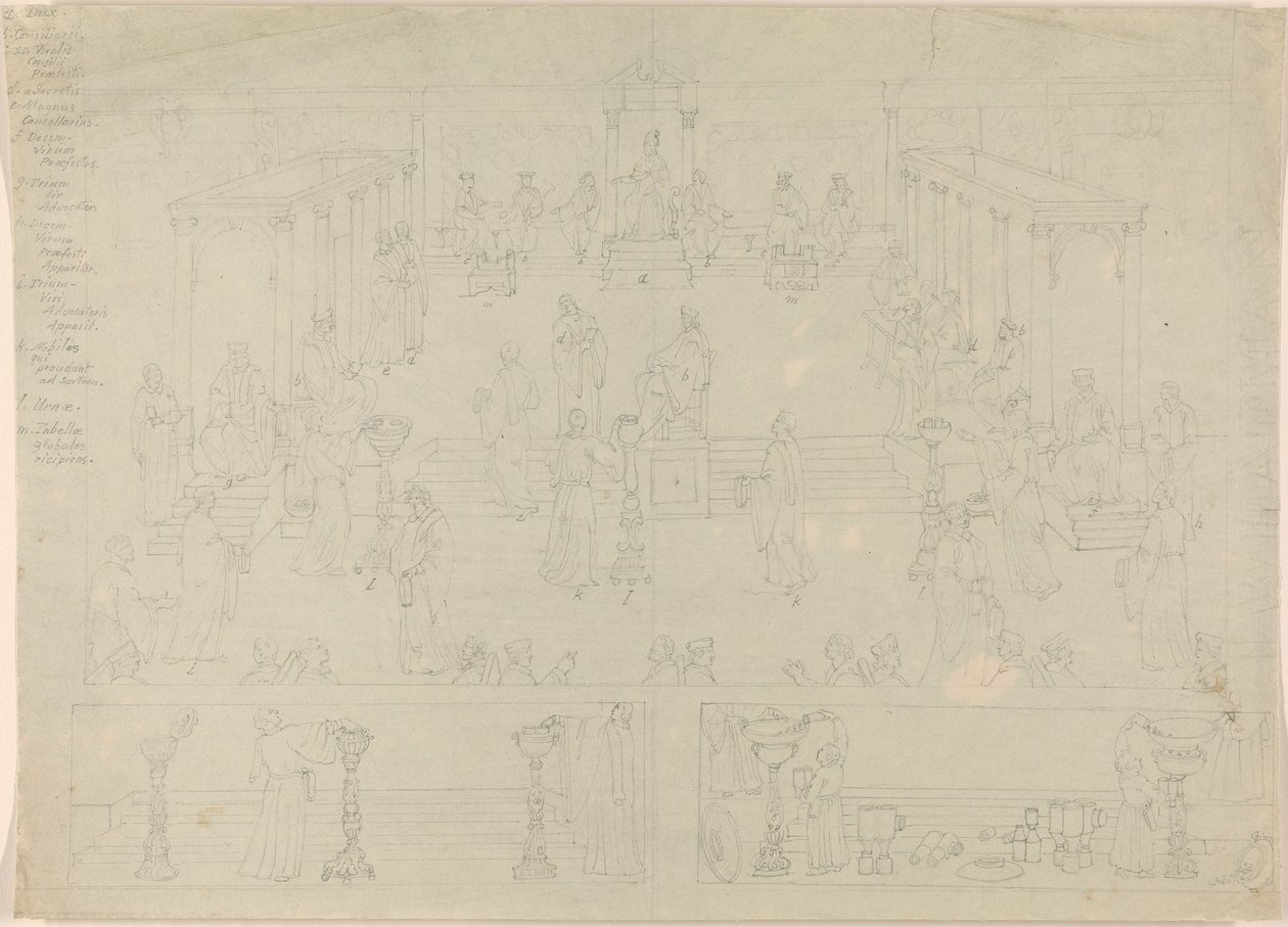 Design for romersk regjeringskammer (?) av Edward Francis Burney
