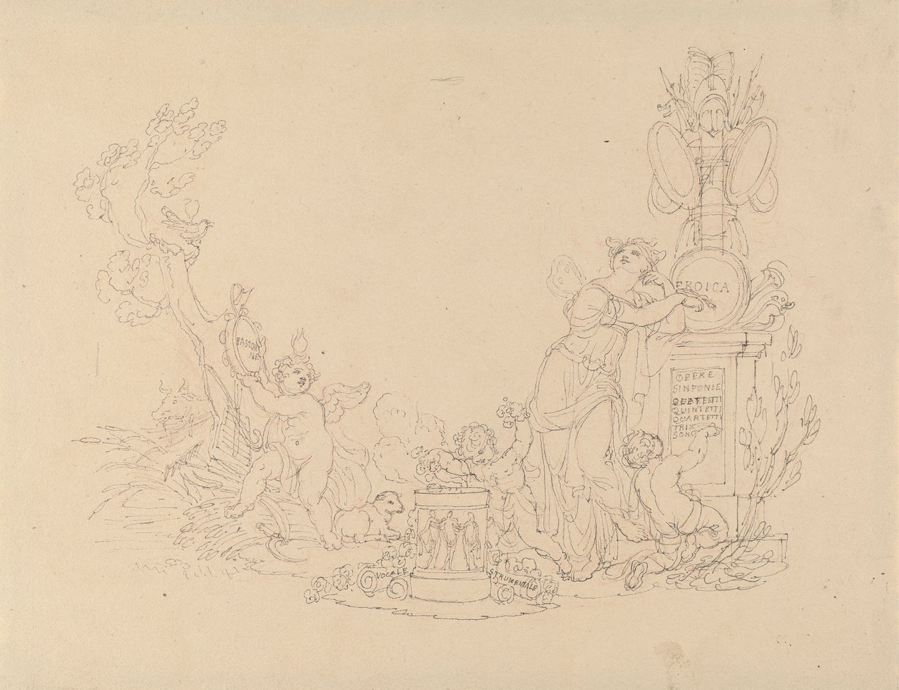 Design for illustrasjoner til Beethovens verk av Edward Francis Burney