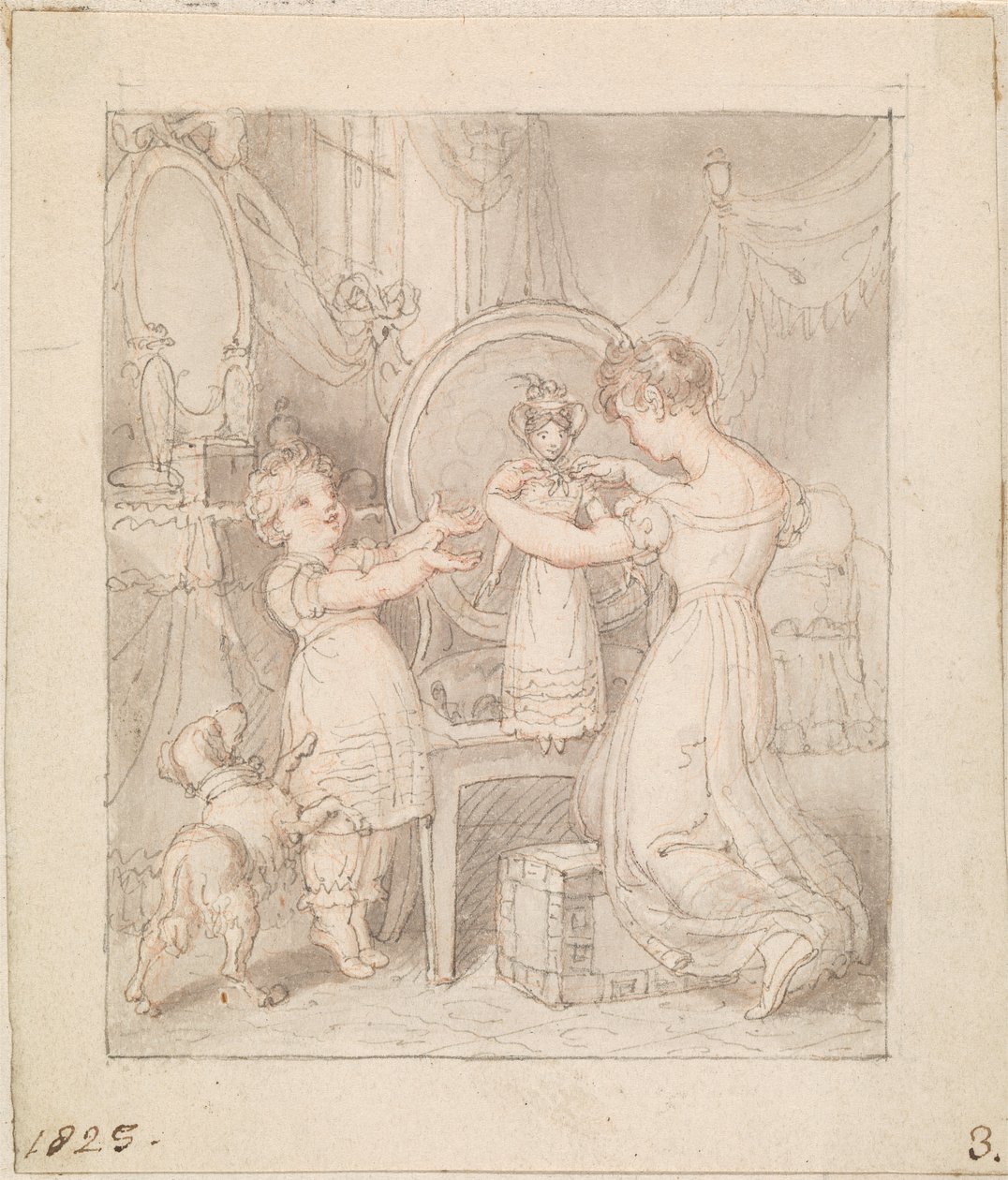 Illustrasjon for- Den nye dukken: Uten tittel av Edward Francis Burney