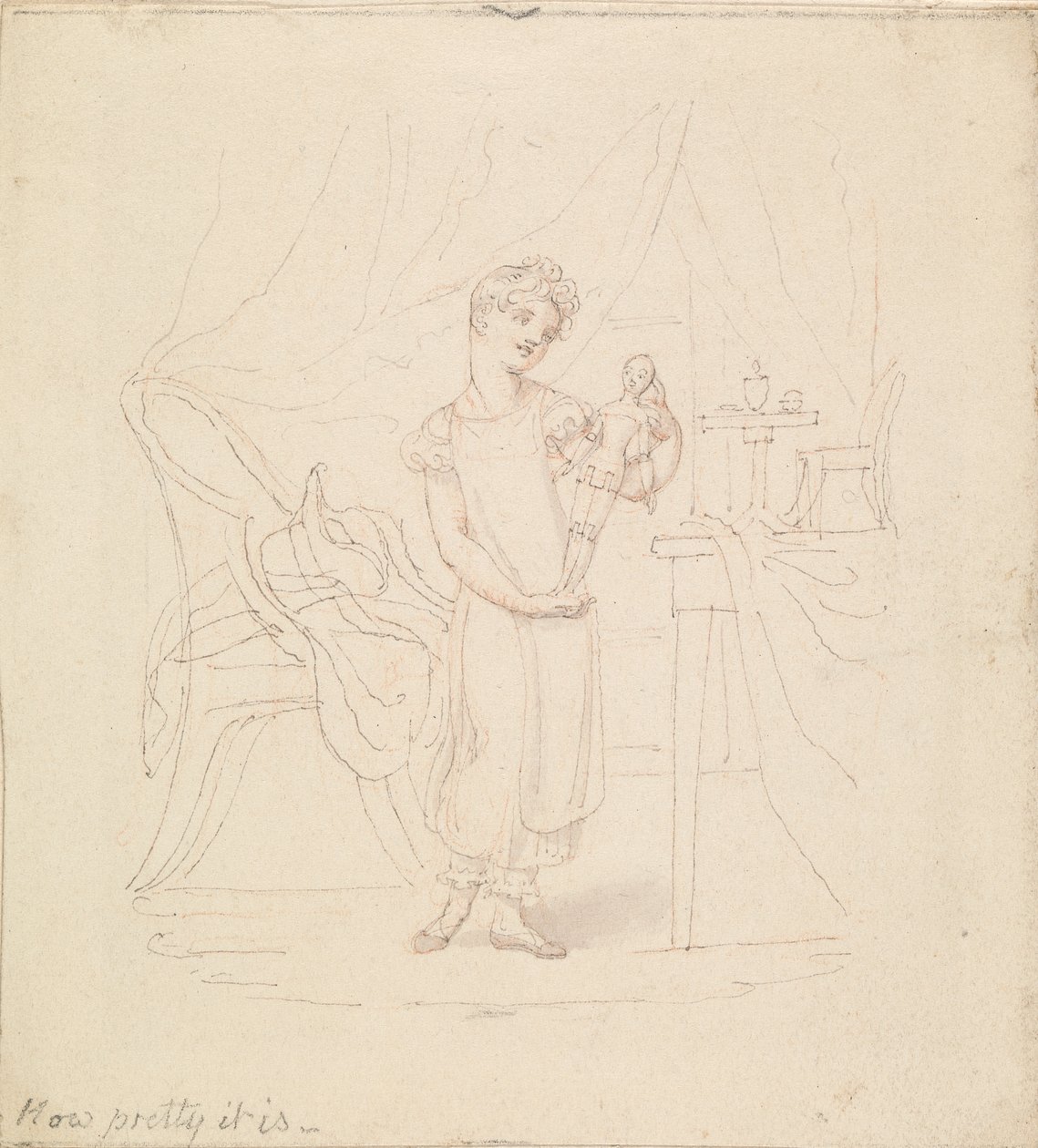 Illustrasjon for The New Doll: How Pretty it Is av Edward Francis Burney