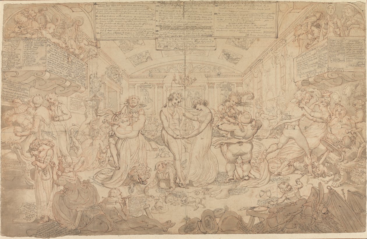 Forberedende tegning til The Waltz av Edward Francis Burney