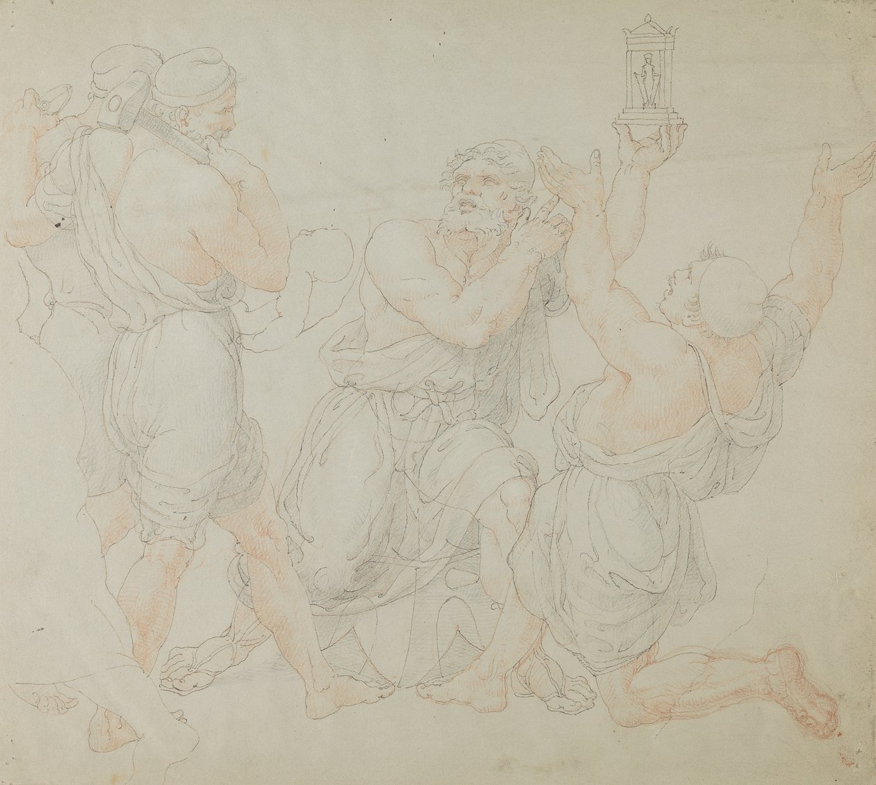 Studie for figurene til Demitrius og to arbeidere av Edward Francis Burney