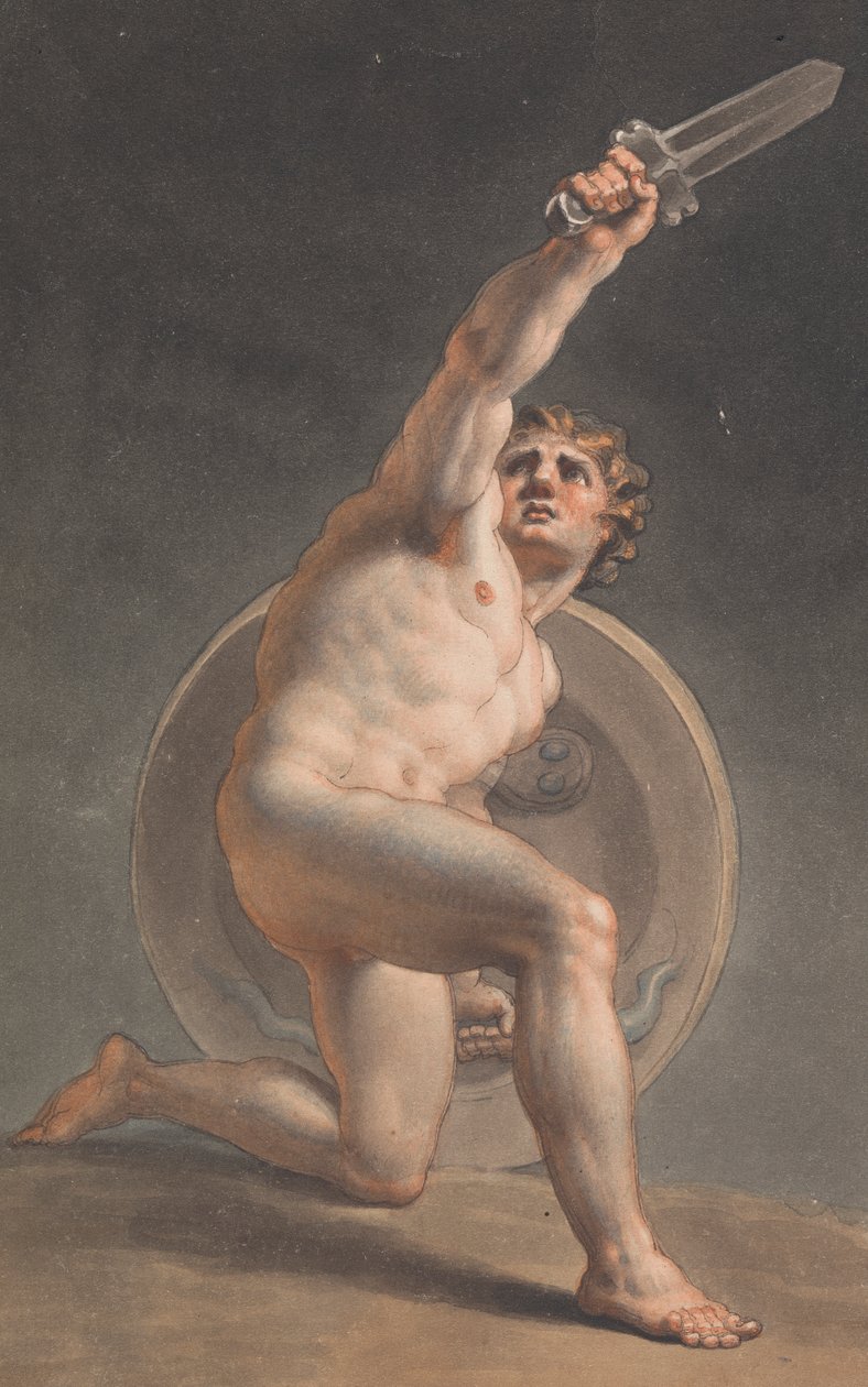 Studie av en mannlig naken av Edward Francis Burney